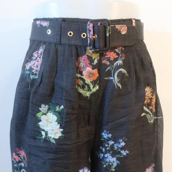 Zimmermann Black Multicolor Natura Pintuck Lace Floral Botanical Pants 0 US/4 - Picture 6 of 16
